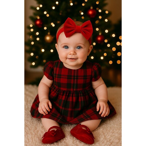 Robeez First Kicks Baby Girl Shoes Red Velvet Bow Mary Jane Size 2 (3–6M)... - Picture 1 of 6